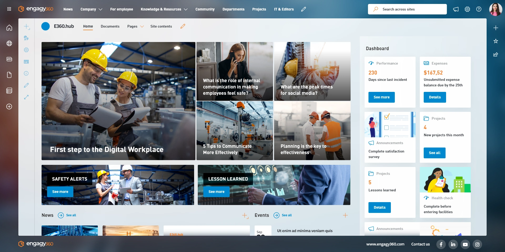 A Landing Page of a Modern Intranet