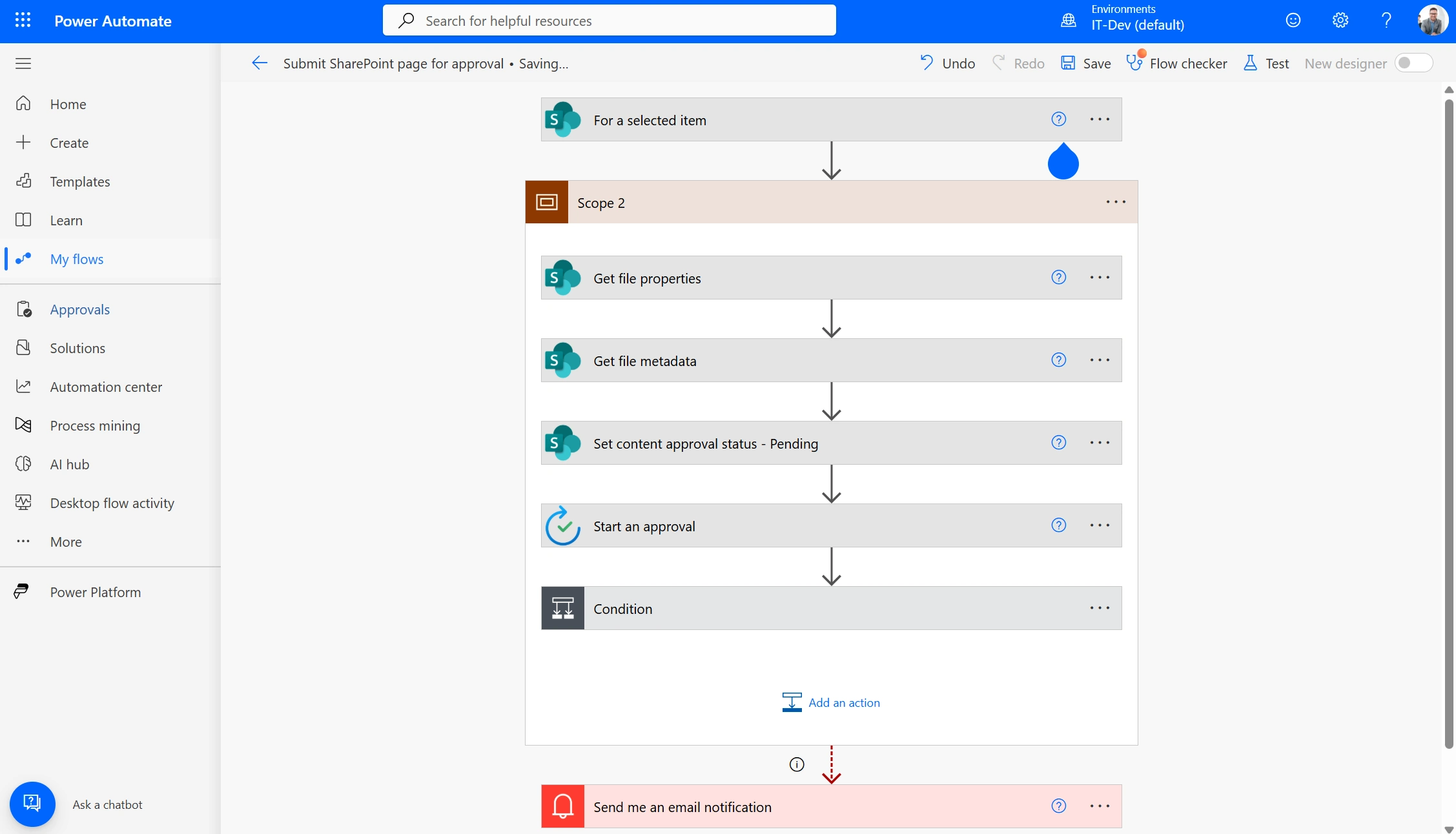 Power automate content approval flow