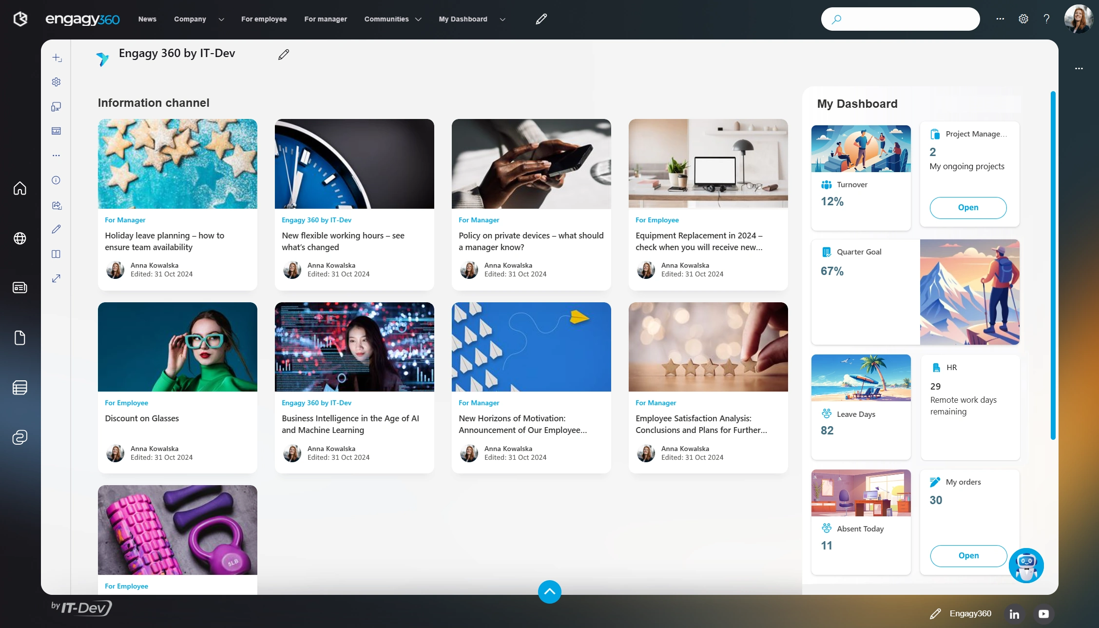 A Landing Page of an Intranet Portal