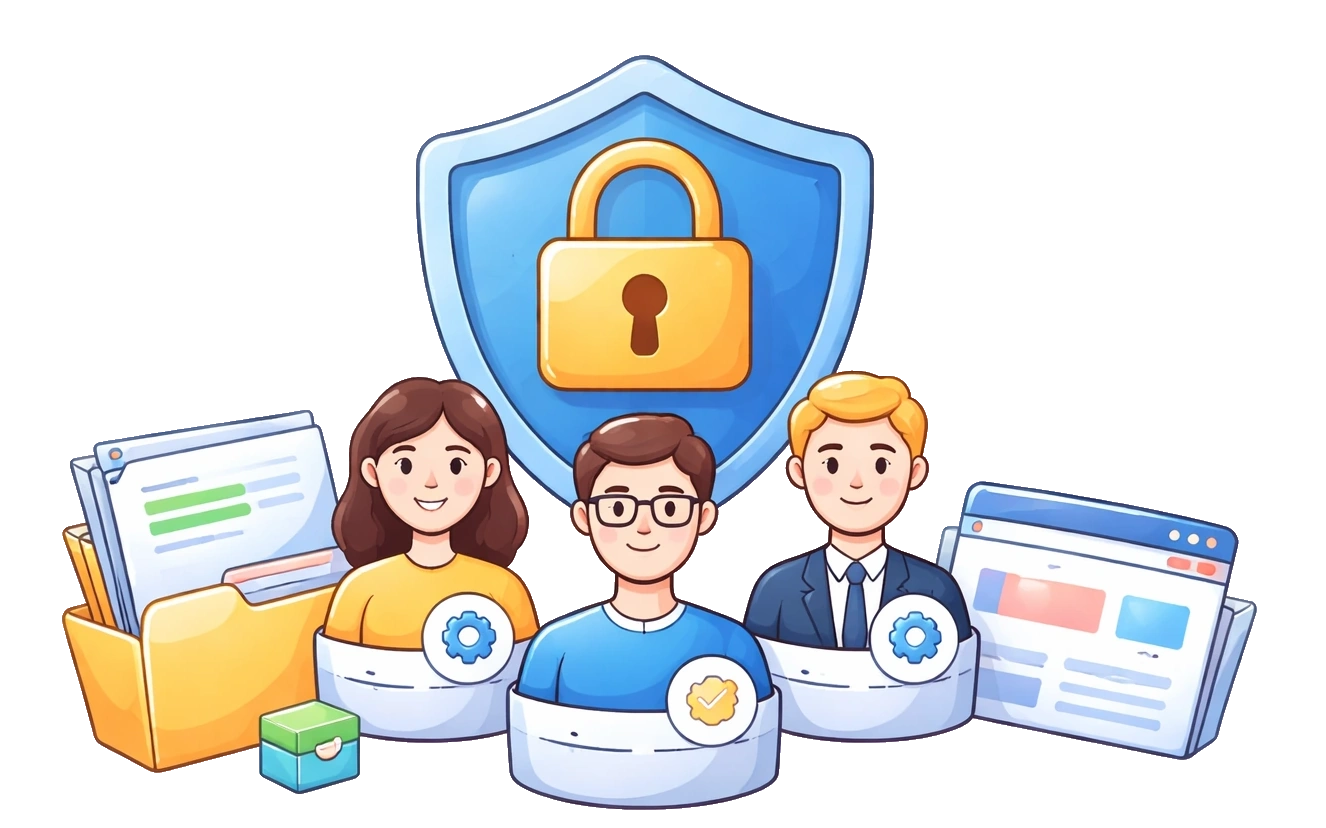 A drawing representing role based permissions