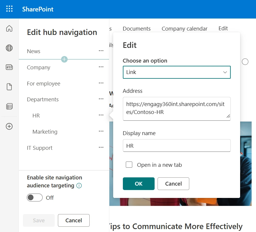 Creating intranet navigation