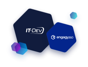 IT-Dev and Engagy360 logos on hexagons
